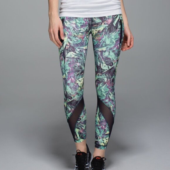 Lululemon Leggings 8 Inspire Tight Iridescent Pants Womens Blue Running Pants - Picture 2 of 16